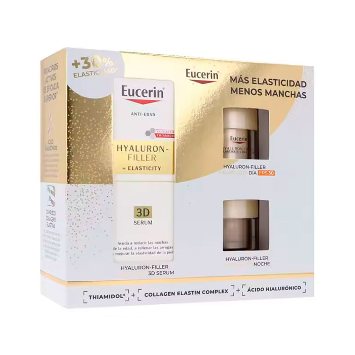 Eucerin Pack Hyaluron-filler + Elasticity 3d Serum 30ml + Crema Día Spf30 20ml + Crema Noche 20ml