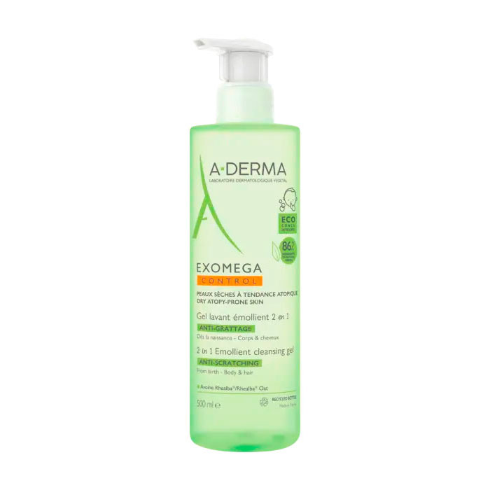A-derma Exomega Control Gel Limpiador Emoliente 2 en 1 Anti-irritación 500ml