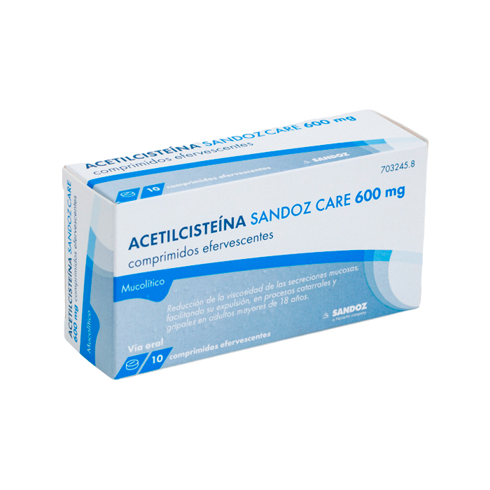 Acetilcisteína Sandoz Care 600 mg 10 Comprimidos Efervescentes