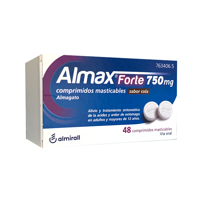 Almax Forte 750mg 48 Comprimidos Masticables Sabor Cola