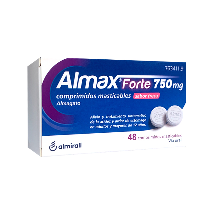 Almax Forte 750mg 48 Comprimidos Masticables Sabor Fresa