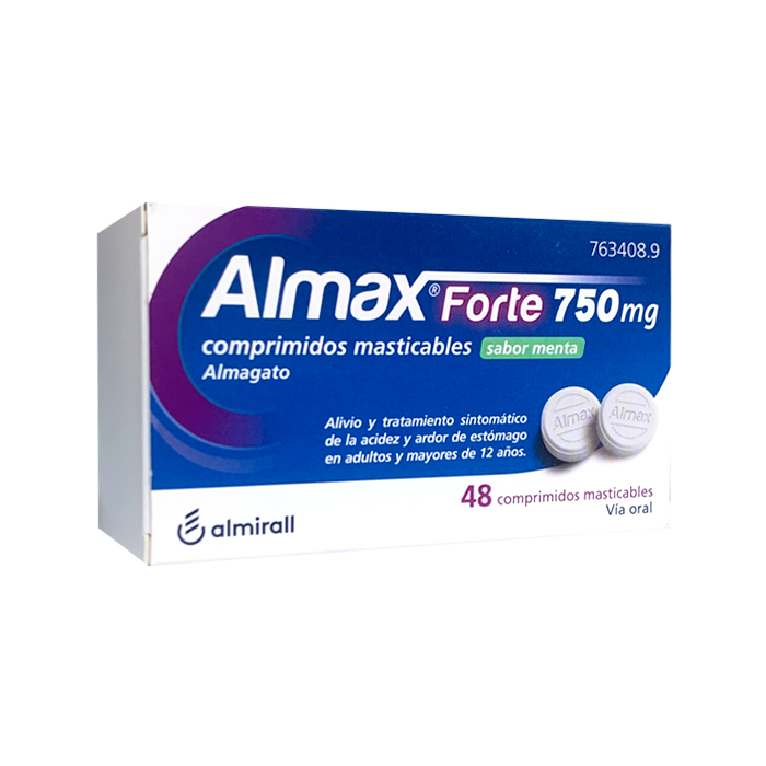 Almax Forte 750mg 48 Comprimidos Masticables Sabor Menta
