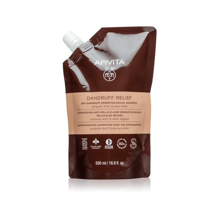 Apivita Champú Dermatológico Para Caspa Seca Recarga 500ml