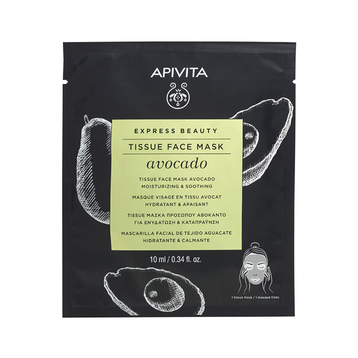 Apivita Express Beauty Mascarilla Facial Tejido Aguacate Hidratante y Calmante 10ml