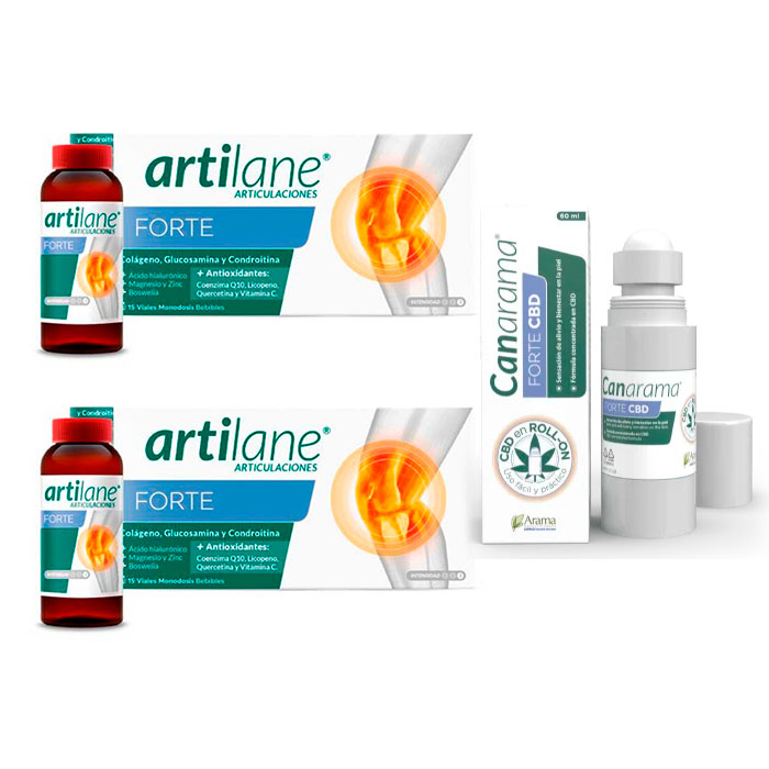 Artilane Pack Forte 15+15 Viales Monodosis Bebibles + Canarama Forte Cbd Roll-on 60ml
