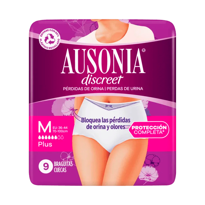 Ausonia Discreet Perdidas de Orina Pants Plus Talla M 9 Unidades