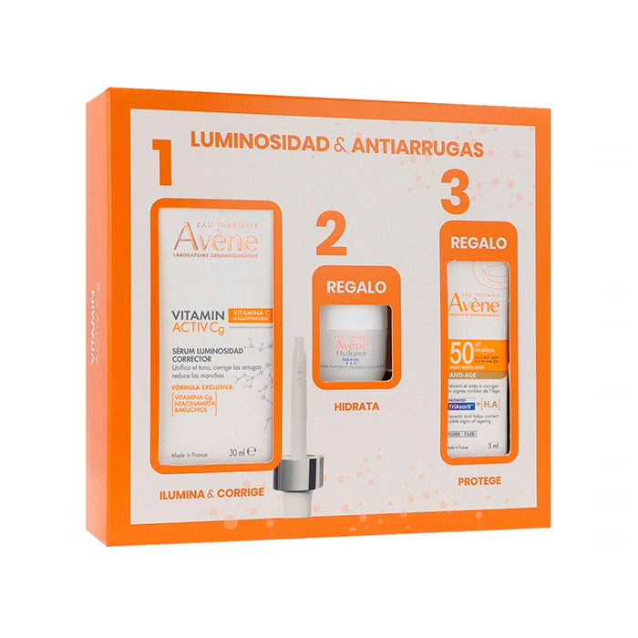 Avene Vitamin Activ Cg Sérum Luminosidad Corrector 30ml + Hydrance Aqua-gel Crema Hidratante 7ml + Fluido Antiedad Spf50 5ml