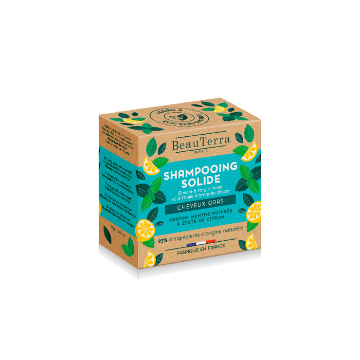 Beauterra Champú Sólido Menta y Limón Cabello Graso 75g