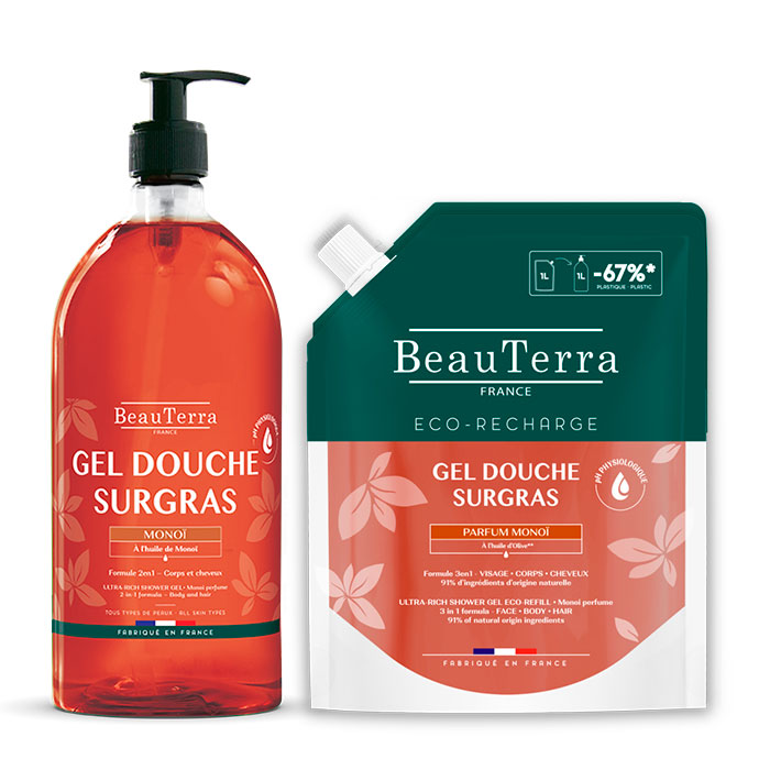 Beauterra Gel de Ducha Ultra Rico Monoï 1l + Ecorecarga 1l