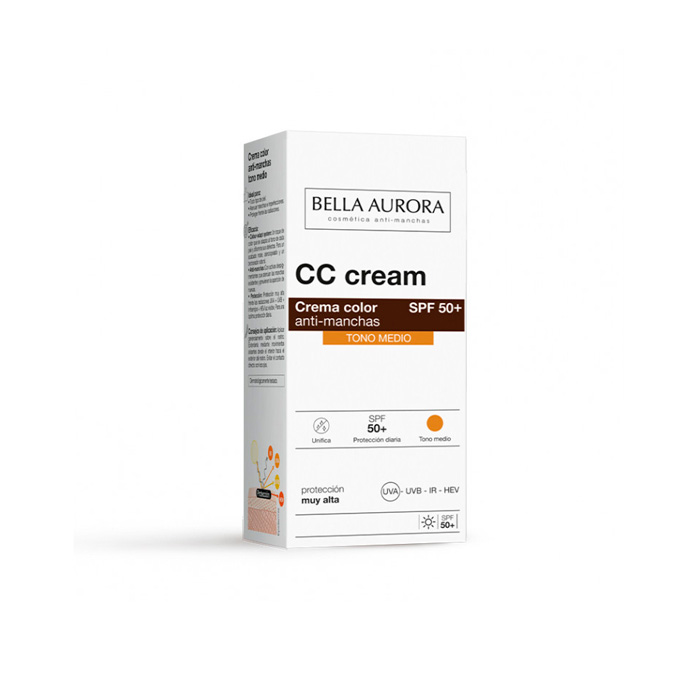 Bella Aurora Cc Cream Crema Color Antimanchas Spf50+ Tono Medio 30ml
