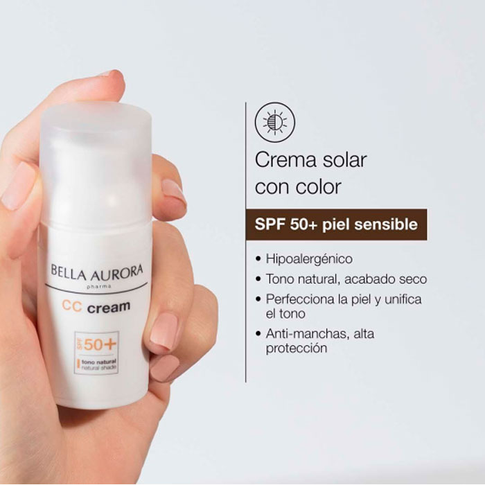 Bella Aurora Cc Spf50+ Crema Color Anti-manchas Piel Sensible 30ml