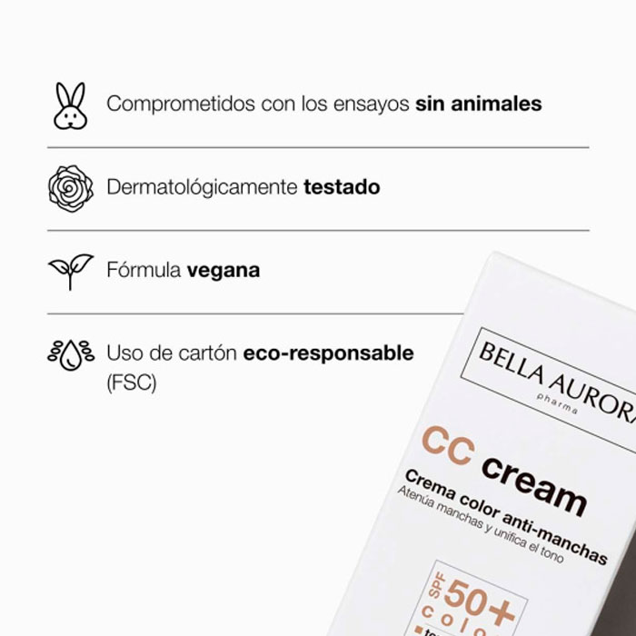 Bella Aurora Cc Spf50+ Crema Color Anti-manchas Piel Sensible 30ml