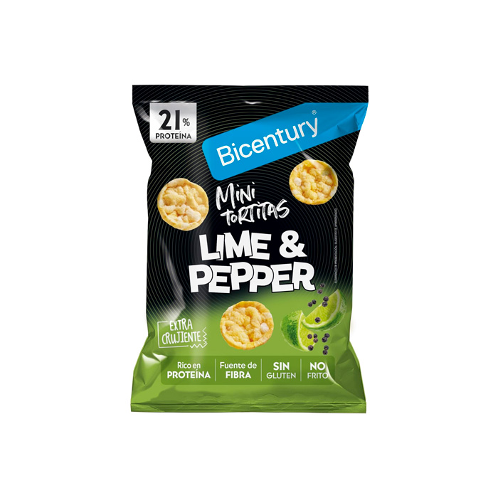 Bicentury Mini Tortitas Sabor Lime & Pepper 60 g
