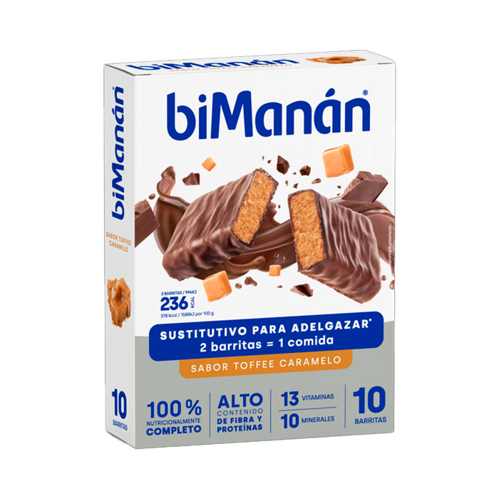 Bimanán Barritas Sabor Toffee Caramelo 10 Unidades