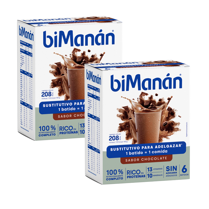 Bimanán Batido Sustitutivo de Chocolate Duplo 6 + 6 Batidos