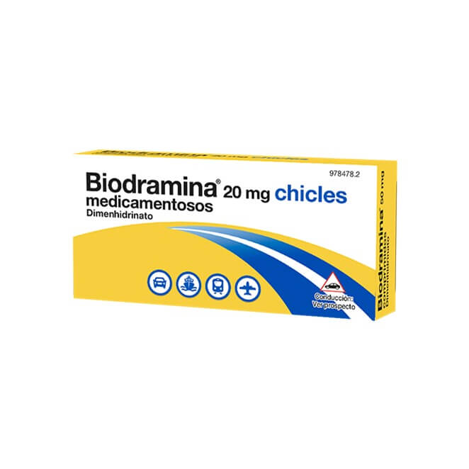 Biodramina 20mg Chicles Medicamentosos 6 Uds