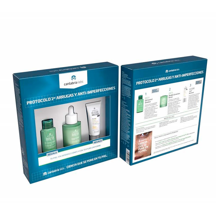 Biretix Protocolo 1as Arrugas y Anti-imperfecciones Double Correction Sérum 30 ml + Regalo Oil Control Solution 15ml + Regalo Heliocare 360º Acnimat 15ml