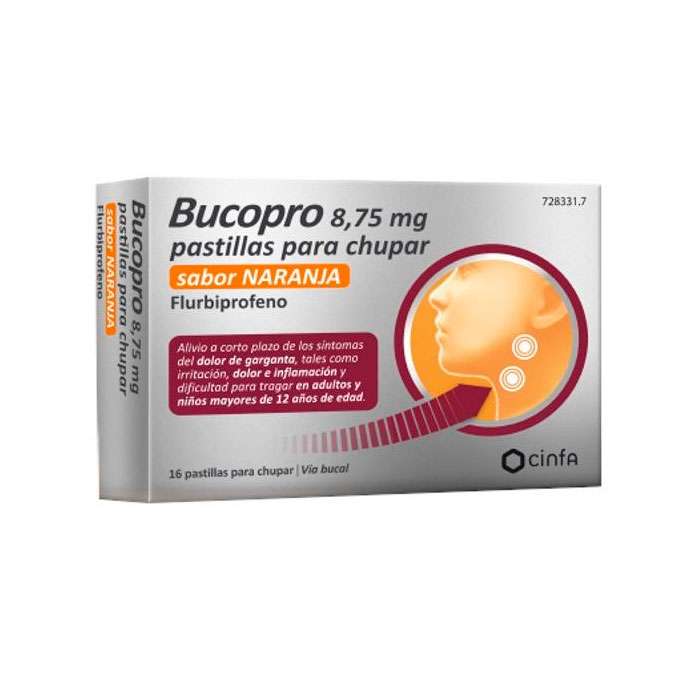 Bucopro 8.75mg Sabor Naranja 16 Pastillas Para Chupar