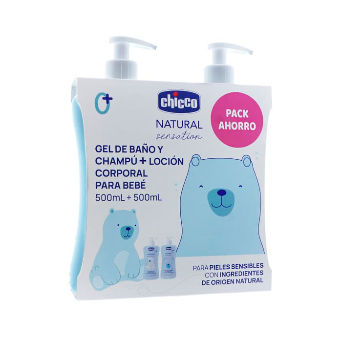 Chicco Natural Sensation Pack Gel de Baño y Champu 500ml + Loción Corporal 500ml
