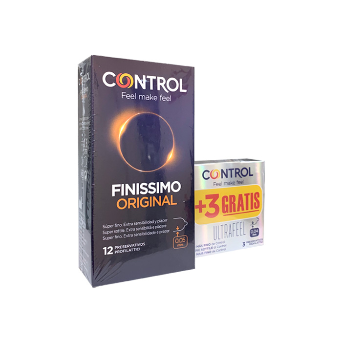 Control Preservativo Finissimo Original 12 Unidades + Preservativo Finissimo Ultrafeel 3 Unidades