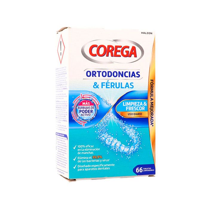 Corega Ortodoncias & Ferulas 66 Tabletas Limpiadoras