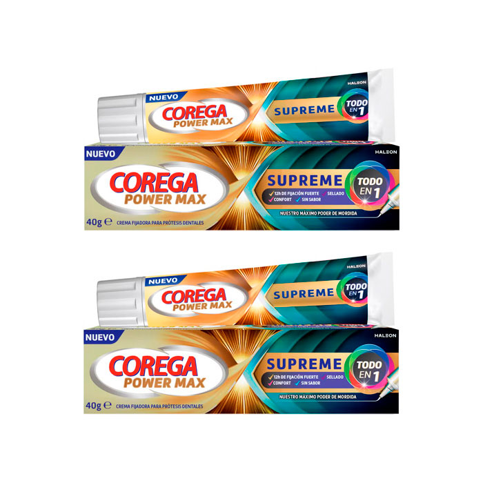 Corega Power Max Supreme Todo en 1 Duplo 40g + 40g
