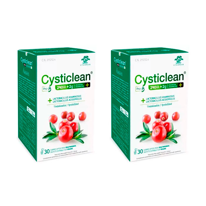 Cysticlean Pro-b 240mg Pac + 2g D-manosa Duplo 30 Sobres + 30 Sobres