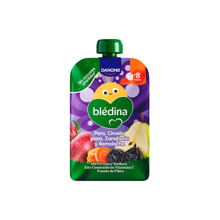 Danone Blédina Bolsita Pera, Ciruela Pasa, Zanahoria y Remolacha 100g