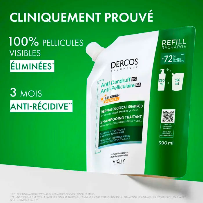 Dercos Champú Anticaspa Ds Cabello Normal Graso Ecorefill 390ml