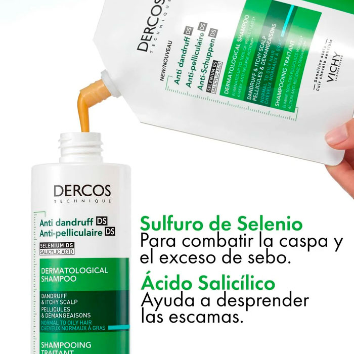 Dercos Champú Anticaspa Ds Cabello Normal Graso Ecorefill 390ml