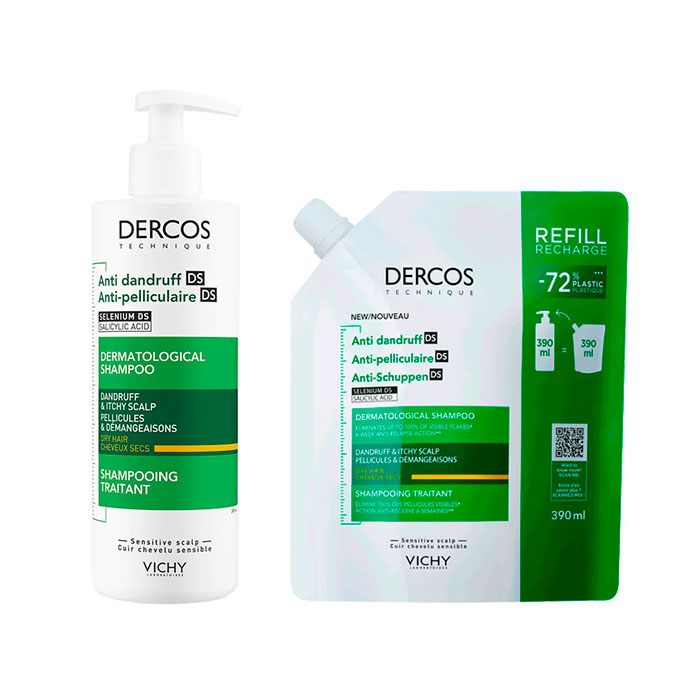 Dercos Champú Anticaspa Ds Cabello Seco 390ml + Ecorefill 390ml