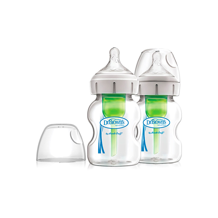 Dr Brown´s Biberón Anticólico Options Plus Boca Ancha Cristal Duplo 150ml + 150ml