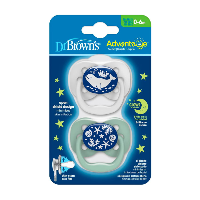Dr Brown´s Pack Chupetes Advantage Nocturno 0-6m Verde Blanco
