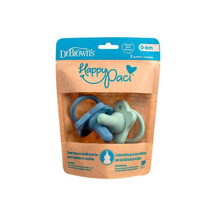 Dr Brown´s Pack Chupetes Todo Silicona 0-6m Azul Verde
