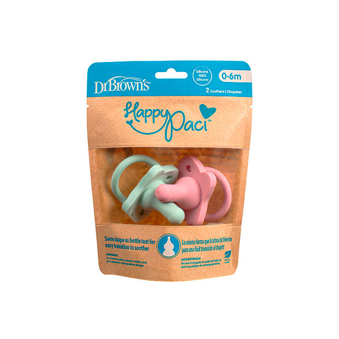 Dr Brown´s Pack Chupetes Todo Silicona 0-6m Rosa Verde