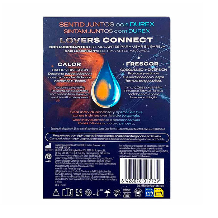 Durex Lovers Connect Lubricantes Estimulantes Calor & Frescor 2x50ml
