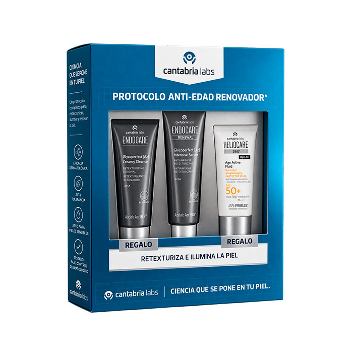 Endocare Protocolo Anti-edad Renovador Renewal Glycoperfect [az] Intensive Serum 50ml + Renewal Glycoperfect [az] Creamy Cleanser 30ml + Heliocare 360º Age Active Fluid Spf50+ 15ml