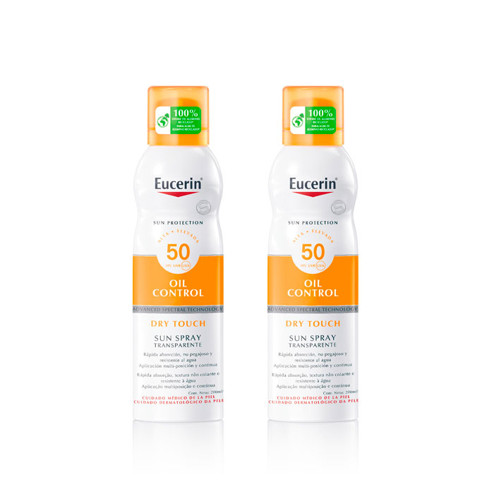 Eucerin Oil Control Sun Spray Transparente Toque Seco Spf50 Duplo 200ml + 200ml