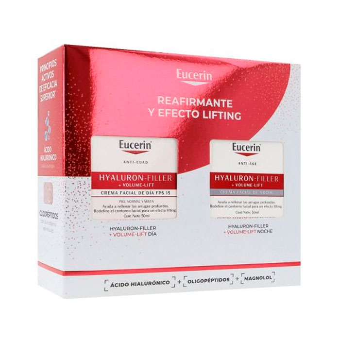Eucerin Pack Hyaluron Filler + Volume Lift Día Fps15  Piel Normal y Mixta 50ml + Noche 50ml
