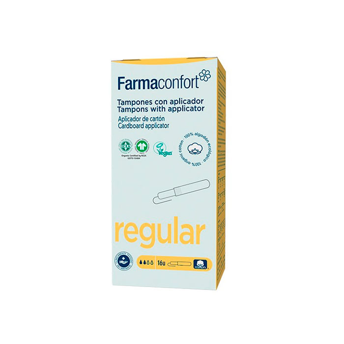 Farmaconfort Tampones con Aplicador Regular 100% Algodón Ecológico 16 Unidades