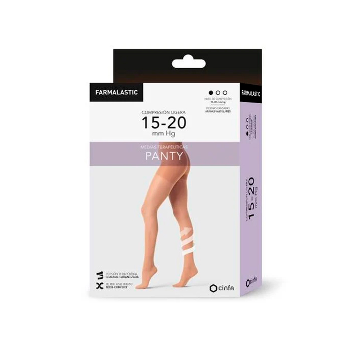 Farmalastic Medias Terapéuticas Panty Compresión Ligera Camel Talla S 15-20mm Hg