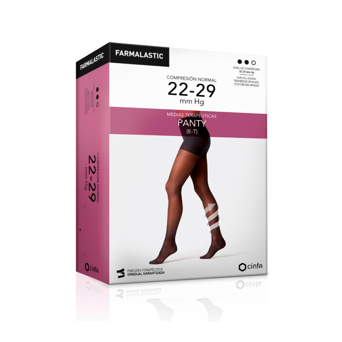 Farmalastic Medias Terapéuticas Panty Compresión Normal Negro Talla P 22-29mm Hg