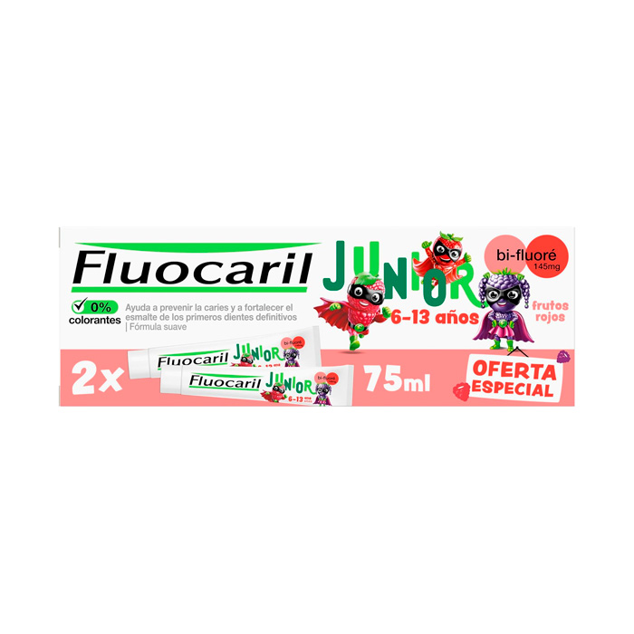 Fluocaril Junior Dentífrico Sabor Frutos Rojos 2x75ml