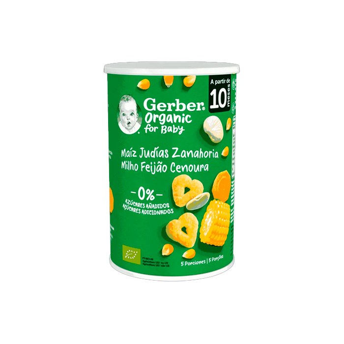 Gerber Puffs Snack Ecológico Maíz, Judías y Zanahoria 35g