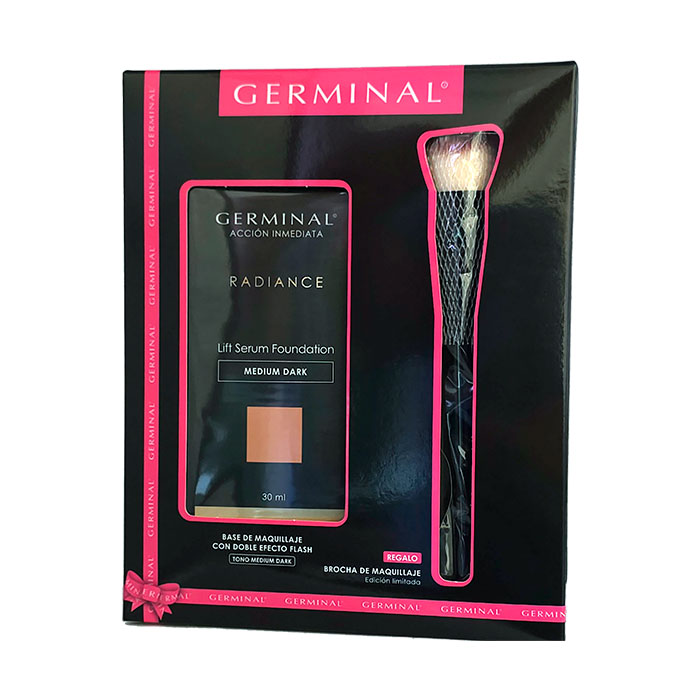 Germinal Acción Inmediata Radiance Lift Serum Foundation Medium Dark 30ml + Brocha de Maquillaje Edición Limitada