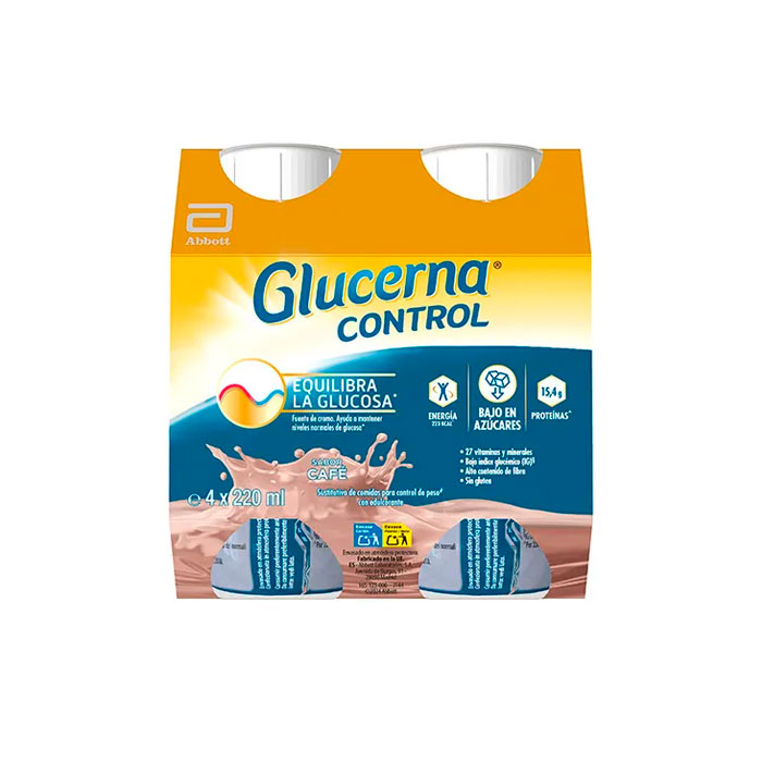 Glucerna Control  Equilibra Glucosa Café 4 Batidos de 220ml