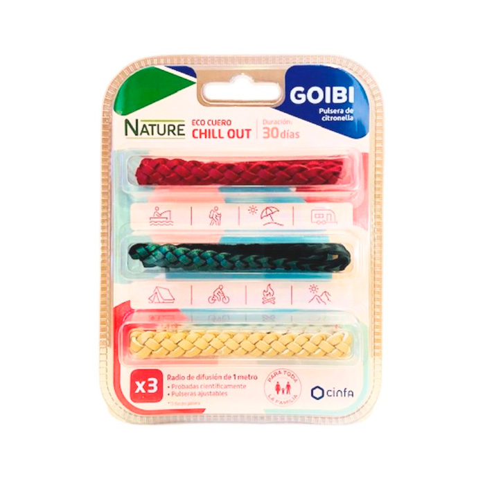 Goibi Nature Pulseras de Citronela Eco Cuero Chill Out 3uds