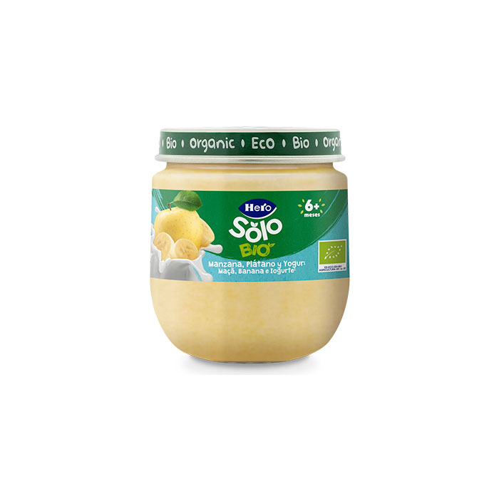 Hero Solo Bio Tarrito Manzana, Plátano y Yogur 120g