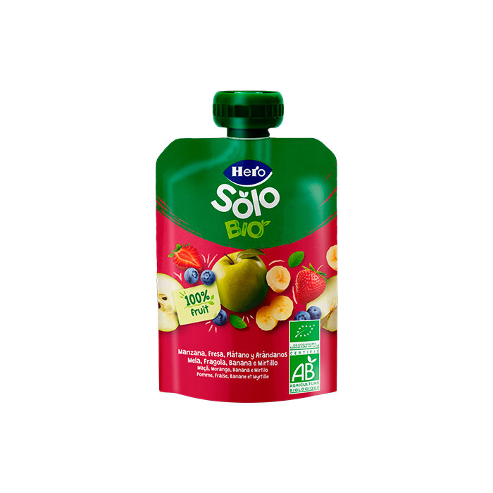 Hero Solo Bolsita Eco Manzana, Fresa, Plátano y Arándanos 100g
