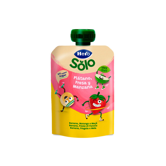 Hero Solo Bolsita Plátano, Fresa y Manzana 100g